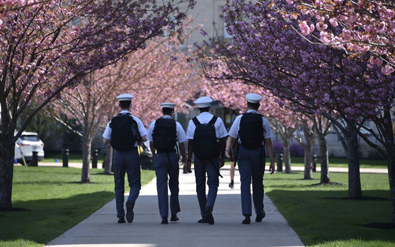 Cadets walking in Spring time